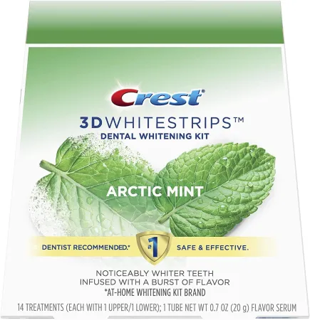 Crest 3D Whitestrips, Arctic Mint, Teeth Whitening Strip Kit with Tube of Flavor Serum, 28 Strips (14 Count Pack)