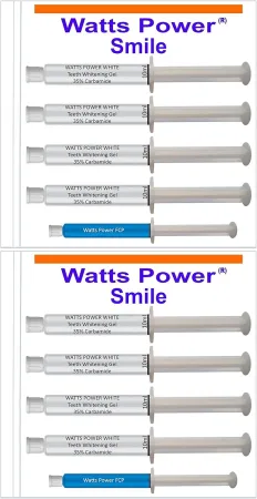 Watts Power 35% Teeth Whitening Gels - 8 Huge 10ml Gels Plus New FCP Enamel Gel - Dual Action for Surface and Deep Stain