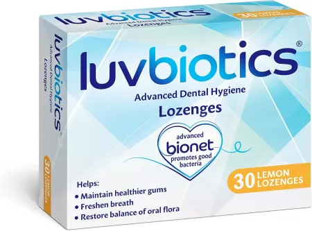 Luvbiotics – Advanced Dental Hygiene (1 Pack) – 30 Lemon Flavor Lozenges – Refreshen Breath & Promote Healthy Oral Micro
