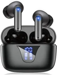 ZIUTY Wireless Earbuds, Bluetooth 5.3 Headphones 50H Playtime with LED Digital Display Charging Case, IPX5 Sweatproof Co