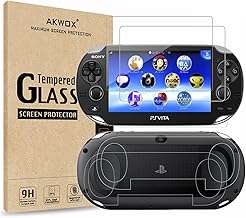 (4-Pack) 2 Front+2 Back Covers Screen Protectors for Sony Playstation Vita 1000, Akwox 9H Tempered Glass Front Screen Pr